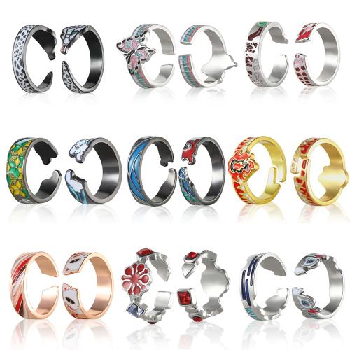 Tibetan Style Finger Ring, plated, Unisex & different styles for choice & enamel, more colors for choice, Sold By Pair