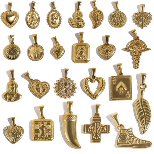 Stainless Steel Pendants, 304 Stainless Steel, plated, DIY & different styles for choice, golden, Sold By PC