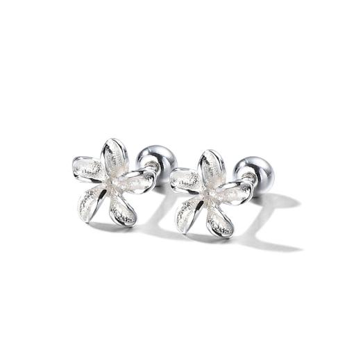 925 Sterling Silver Stud Earrings, plated, for woman, silver color, 6.50x6.50mm, Sold By Pair