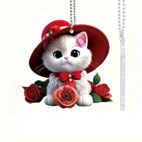 Hanging Ornaments Acrylic Cat for home and office mixed colors Sold By PC