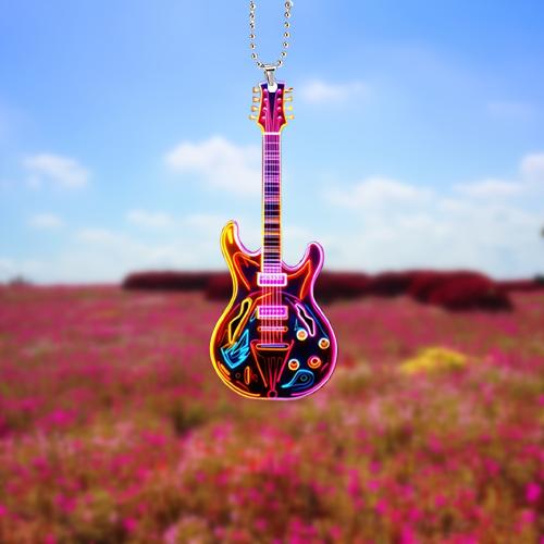 Hanging Ornaments, Acrylic, Guitar, for home and office, mixed colors, Sold By PC