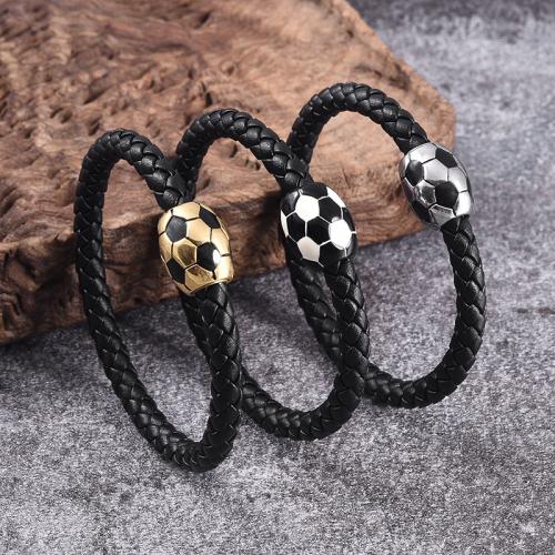 PU Leather Cord Bracelets, 316 Stainless Steel, with PU Leather, Vacuum Ion Plating, Unisex & different size for choice, more colors for choice, Sold By PC