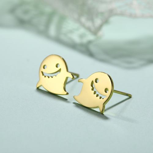 Stainless Steel Stud Earrings, 304 Stainless Steel, Ghost, plated, Unisex, more colors for choice, Sold By Pair