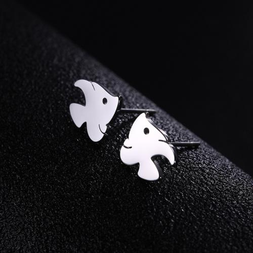 Stainless Steel Stud Earrings 304 Stainless Steel Fish plated for woman Sold By Pair