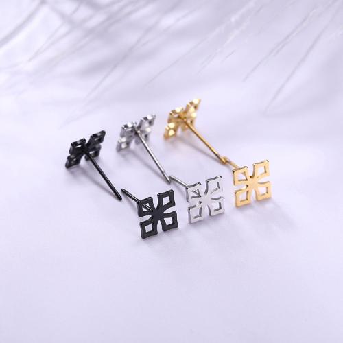 Stainless Steel Stud Earrings, 304 Stainless Steel, Square, plated, for woman, more colors for choice, Sold By Pair