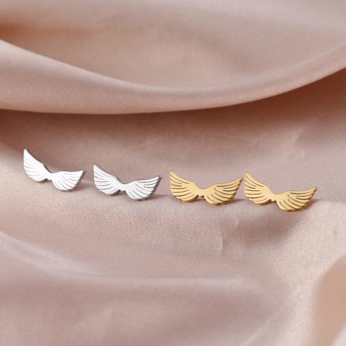 Stainless Steel Stud Earrings 304 Stainless Steel Wing Shape plated for woman Sold By Pair