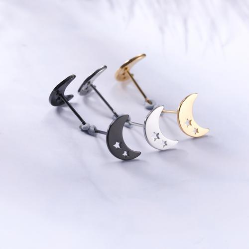 Stainless Steel Stud Earrings 304 Stainless Steel Moon and Star plated Unisex Sold By Pair