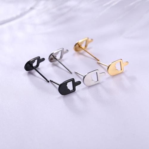 Stainless Steel Stud Earrings 304 Stainless Steel Ice Cream plated for woman Sold By Pair