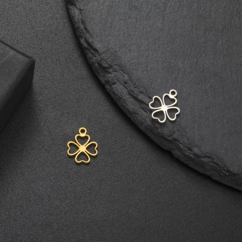 Stainless Steel Pendants, 304 Stainless Steel, Four Leaf Clover, plated, DIY & hollow, more colors for choice, Sold By PC