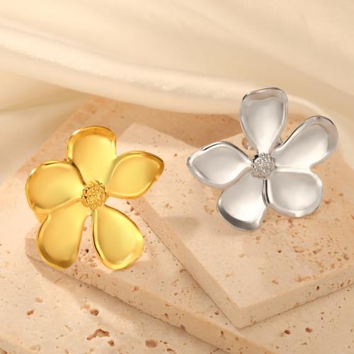 Stainless Steel Finger Ring 304 Stainless Steel Flower plated Adjustable & for woman Sold By PC