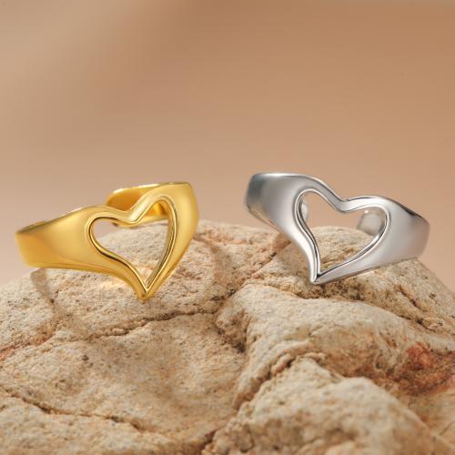 Stainless Steel Finger Ring, 304 Stainless Steel, Heart, plated, Adjustable & Unisex, more colors for choice, Sold By PC