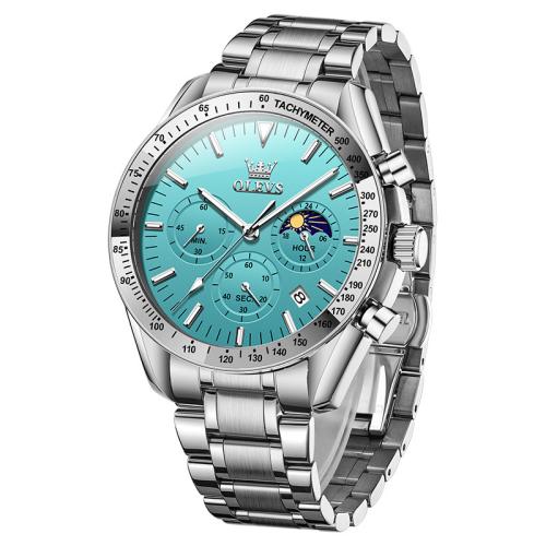 alliage de zinc bracelet de montre, avec verre & Acier inoxydable 304, Rond, Placage, Résistant à l’eau de vie & avec un seul calendrier & pour homme & lumineux, plus de couleurs à choisir, 190x42mm, Vendu par PC