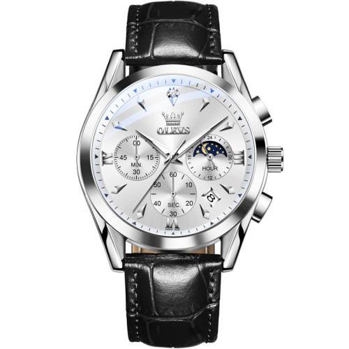 Zinc Alloy Watch Bracelet with Leather & Glass & 304 Stainless Steel Round Vacuum Ion Plating Life water resistant & Chinese movement & with single calendar & for man & luminated Sold By PC