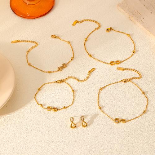 Strass Stainless Steel Jewelry Set, 304 roestvrij staal, 18K verguld, mode sieraden & verschillende stijlen voor de keuze & voor vrouw & met strass, gouden, Verkocht door PC