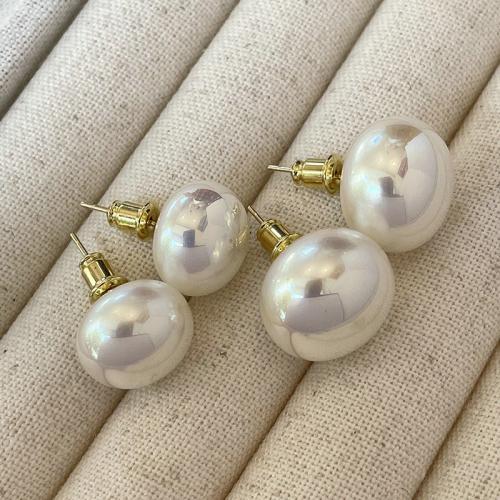 Earring Jewelry Plastic Pearl & for woman white Sold By Pair