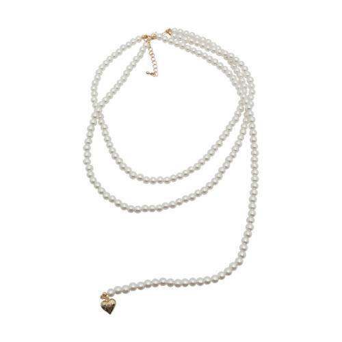 Collier de perles en plastique, perle de plastique, avec alliage de zinc, avec 5cm chaînes de rallonge, bijoux de mode & pour femme, blanc, Longueur:37 cm, 41 cm, 45 cm, Vendu par PC