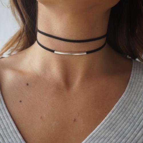 Fashion Choker halskæde, Zinc Alloy, med Velveteen, med 7cm extender kæde, mode smykker & for kvinde, flere farver til valg, Længde Ca. 30 cm, Solgt af PC