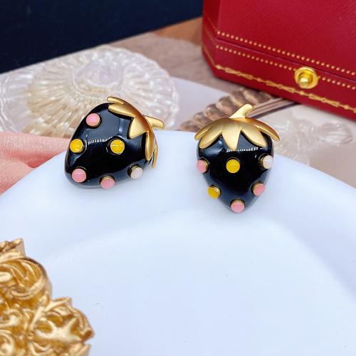 Brass Stud Earring Strawberry fashion jewelry & for woman 20mm Sold By Pair