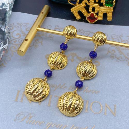 Brass Stud Earring fashion jewelry & for woman golden Sold By Pair