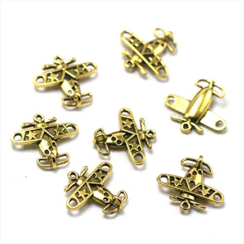 Vehicle Shaped Tibetan Style Pendants, Airplane, gold color plated, DIY, 18x19x5mm, Sold By PC