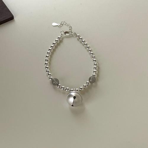 Pulseras de Plata Estelina, Plata de ley 925, con Piedra lunar, Joyería & para mujer, longitud:aproximado 19 cm, Vendido por UD