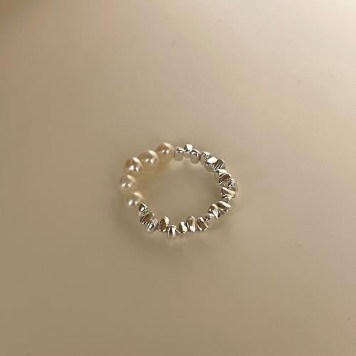 925 Sterling Silver Finger Rings, with Freshwater Pearl, fashion jewelry & for woman, US Ring Size:7, Sold By PC