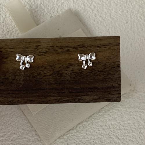 925 Sterling Silver Stud Earrings Bowknot fashion jewelry & for woman Sold By Pair