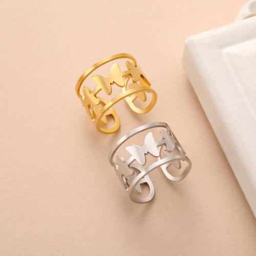 Stainless Steel Finger Ring 304 Stainless Steel Butterfly fashion jewelry & for woman Sold By PC