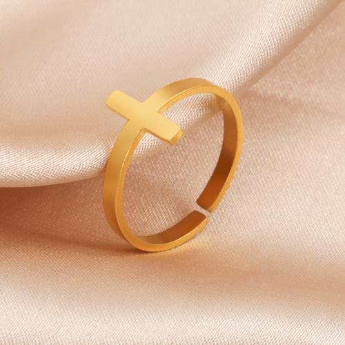 Stainless Steel Finger Ring, 304 Stainless Steel, Cross, fashion jewelry & Unisex, more colors for choice, Sold By PC