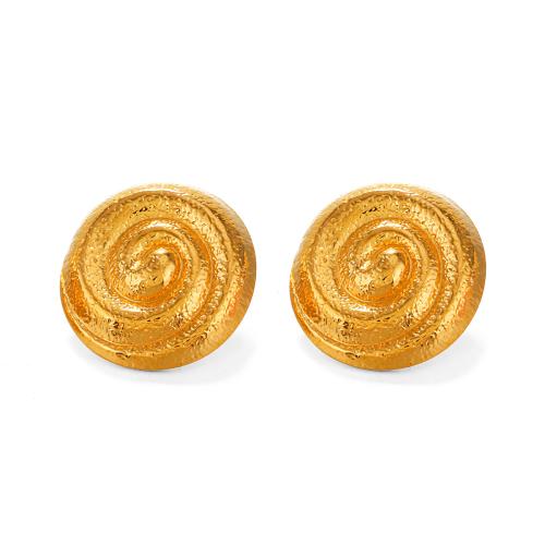 Stainless Steel Stud Earrings, 304 Stainless Steel, fashion jewelry & for woman, golden, 24x26mm, Sold By Pair