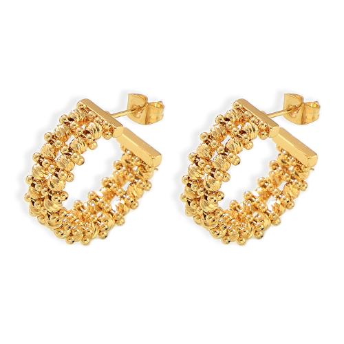 Brass Stud Earring, fashion jewelry & for woman, golden, 22x21mm, Sold By Pair