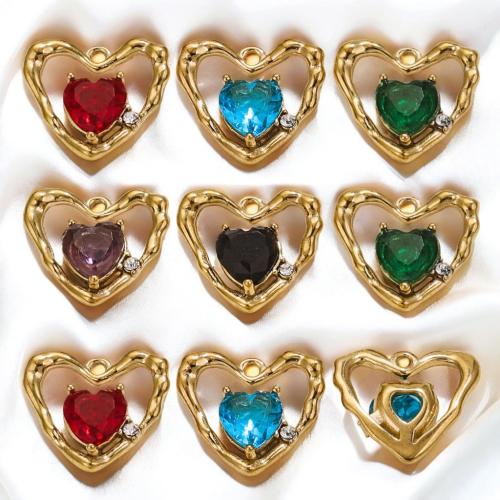 Stainless Steel Heart Pendants 304 Stainless Steel DIY & with rhinestone Sold By Bag