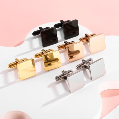 Cufflinks, 304 Stainless Steel, Square, polished, fashion jewelry & Unisex, more colors for choice, 15mm, Sold By Pair