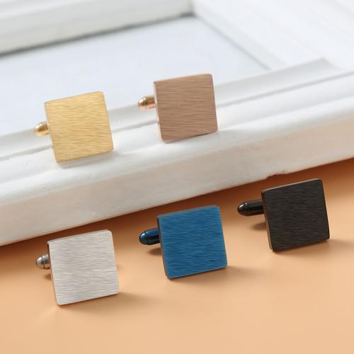 Cufflinks, 304 Stainless Steel, Square, Unisex & brushed, more colors for choice, 16mm, Sold By Pair