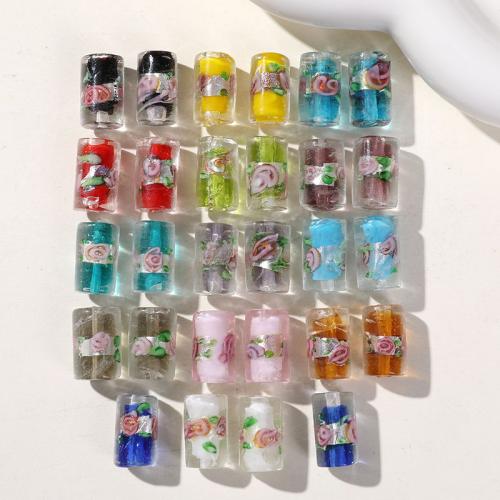 Fashion Glass Beads, Column, hand drawing, DIY, more colors for choice, 16x9mm, Approx 100PCs/Bag, Sold By Bag