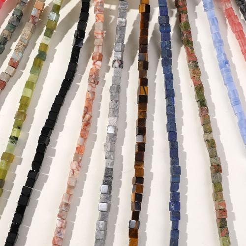 Gemstone Jewelry Beads, Natural Stone, Square, DIY & different materials for choice, more colors for choice, 6mm, Approx 58PCs/Strand, Sold By Strand