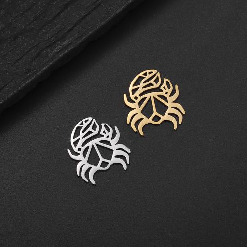 Stainless Steel Animal Pendants, 304 Stainless Steel, Crab, Vacuum Ion Plating, DIY, more colors for choice, 17.50x19.60mm, Sold By PC