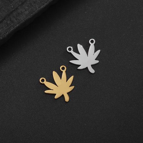 Stainless Steel Pendants, 304 Stainless Steel, Leaf, Vacuum Ion Plating, DIY & double-hole, more colors for choice, 11.70x12mm, Sold By PC