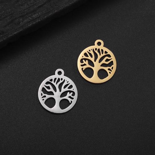 Rozsdamentes acél Ékszerek Medálok, 304 rozsdamentes acél, Tree of Life, DIY, több színt a választás, 15x17.20mm, Által értékesített PC