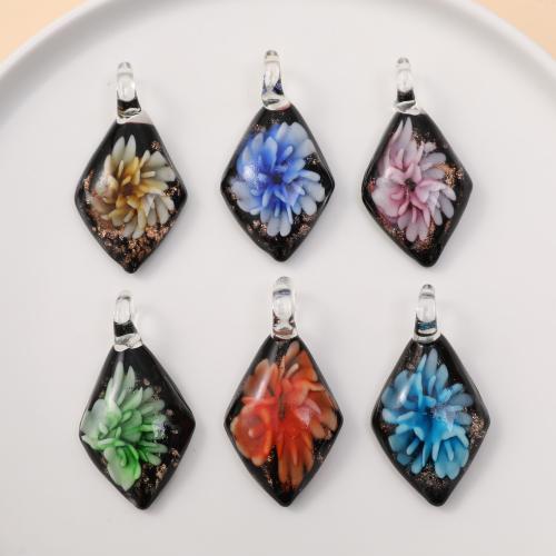 Fashion Lampwork Pendants, Rhombus, DIY, more colors for choice, 58x30mm, 12PCs/Bag, Sold By Bag