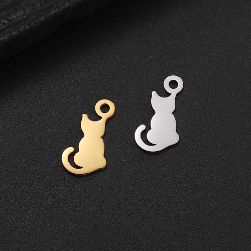 Stainless Steel Animal Pendants, 304 Stainless Steel, Cat, Vacuum Ion Plating, DIY, more colors for choice, 7x13.50mm, Sold By PC