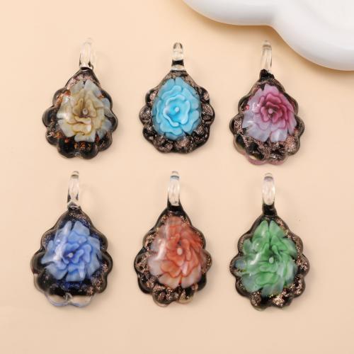 Fashion Lampwork Pendants, Teardrop, DIY, more colors for choice, 56x30mm, 12PCs/Bag, Sold By Bag