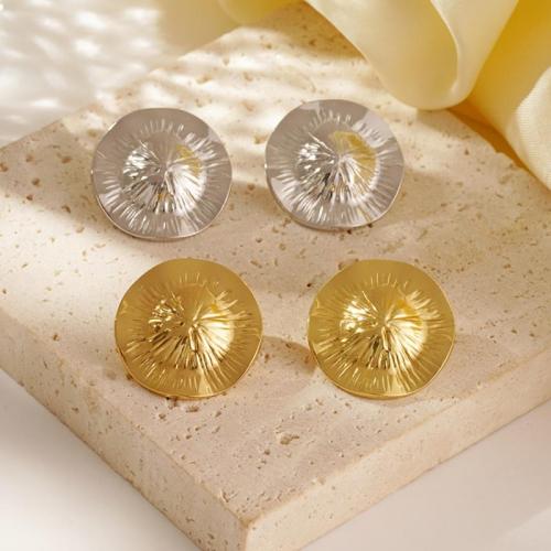 Stainless Steel Stud Earrings, 304 Stainless Steel, Slightly Round, plated, for woman, more colors for choice, Sold By Pair