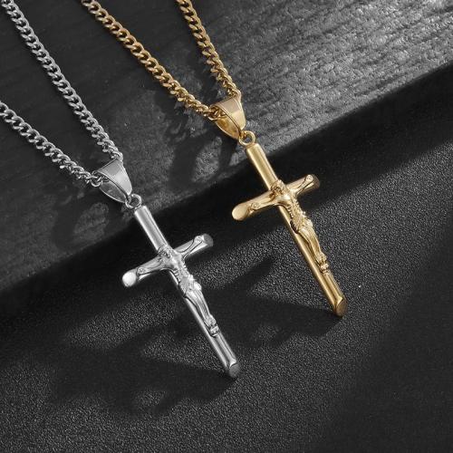 Stainless Steel Cross Pendants, 304 Stainless Steel, plated, different styles for choice & for man, more colors for choice, Length:61 cm, Sold By PC