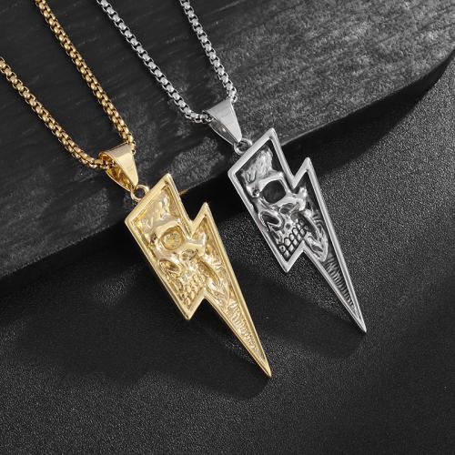 Titanium Steel Pendants, Lightning Symbol, plated, different styles for choice & for man, more colors for choice, Length:60 cm, Sold By PC