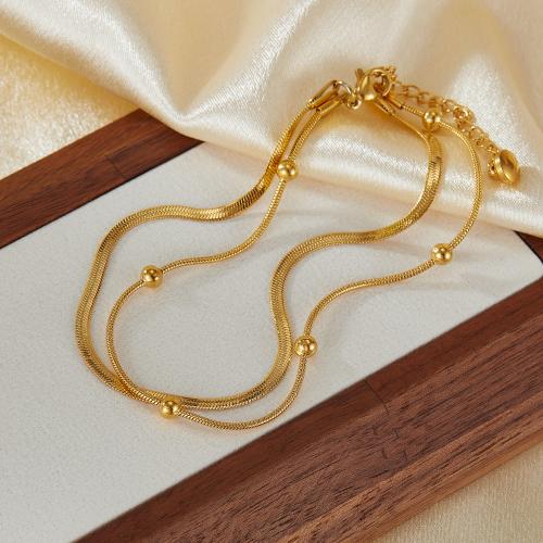 Anklet de acero inoxidable, acero inoxidable 304, chapado en color dorado, para mujer, longitud:21.5 cm, Vendido por UD