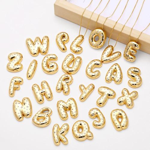 Cubic Zircon Micro Pave Brass Necklace, Alphabet Letter, gold color plated, fashion jewelry & different designs for choice & micro pave cubic zirconia, golden, nickel, lead & cadmium free, Sold By PC