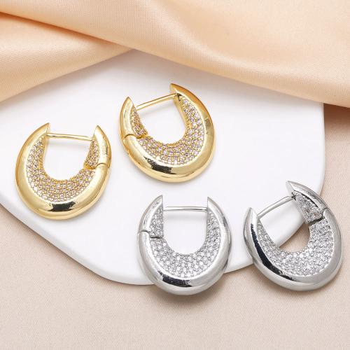 Cubic Zirconia Micro Pave Brass Earring plated fashion jewelry & micro pave cubic zirconia nickel lead & cadmium free Sold By Pair