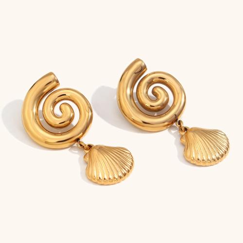 Stainless Steel Drop Earring, 304 Stainless Steel, gold color plated, fashion jewelry, golden, Sold By Pair