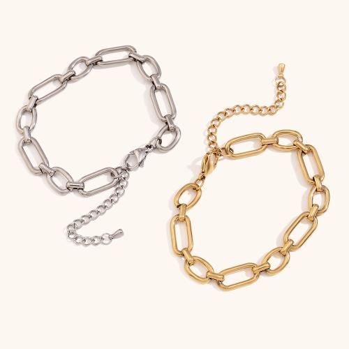 Stainless Steel Jewelry Bracelet, 304 Stainless Steel, with 5cm extender chain, plated, fashion jewelry, more colors for choice, Length:17 cm, Sold By PC